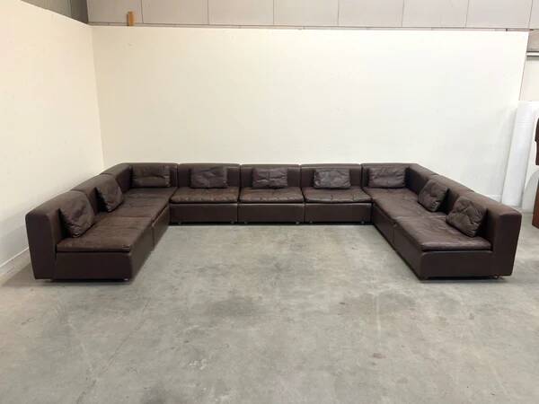 Large leather modular lounge sofa, 1970s