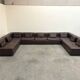 Large leather modular lounge sofa, 1970s