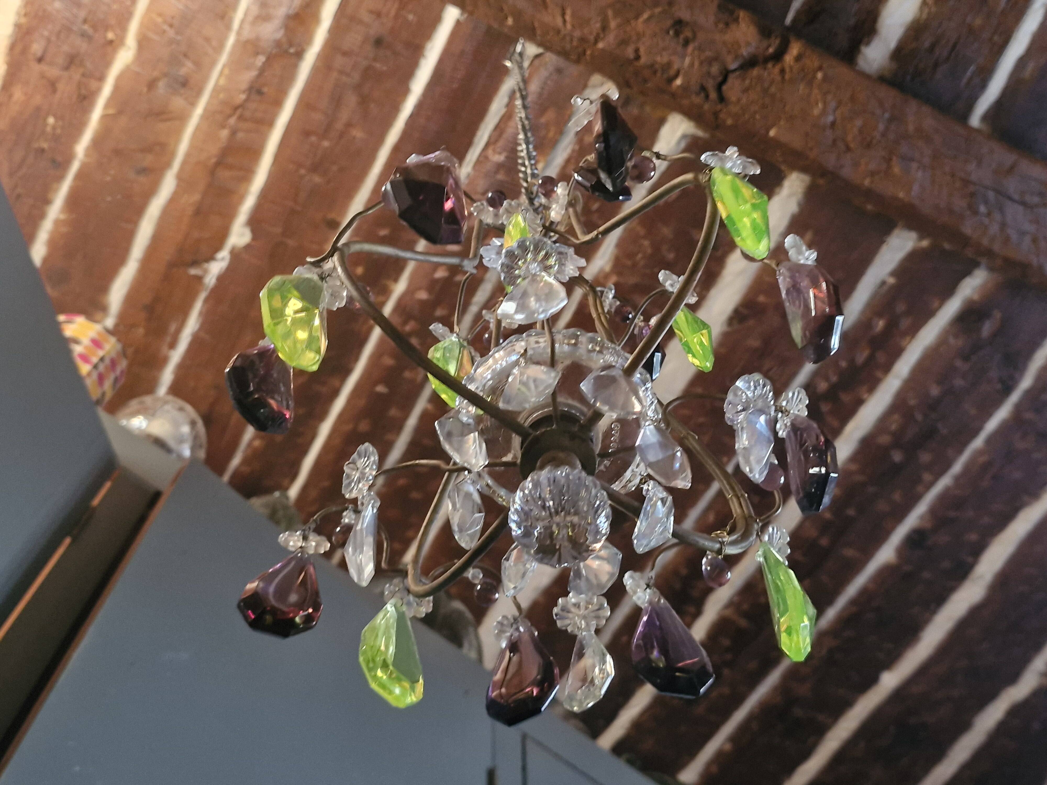 Small crystal boudoir chandelier - 1 light Bobeche signed Baccarat Epoque