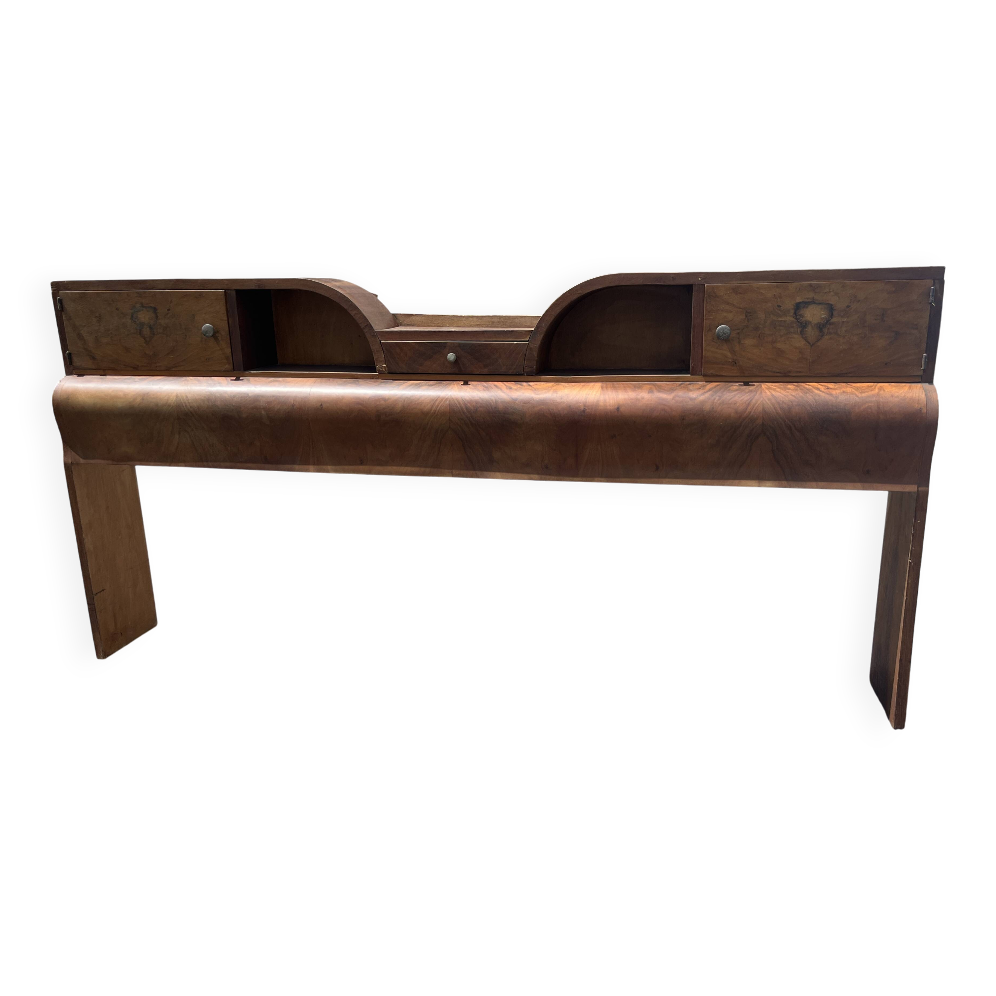 Art Deco Console Headboard in Walnut Veneer – 1930s