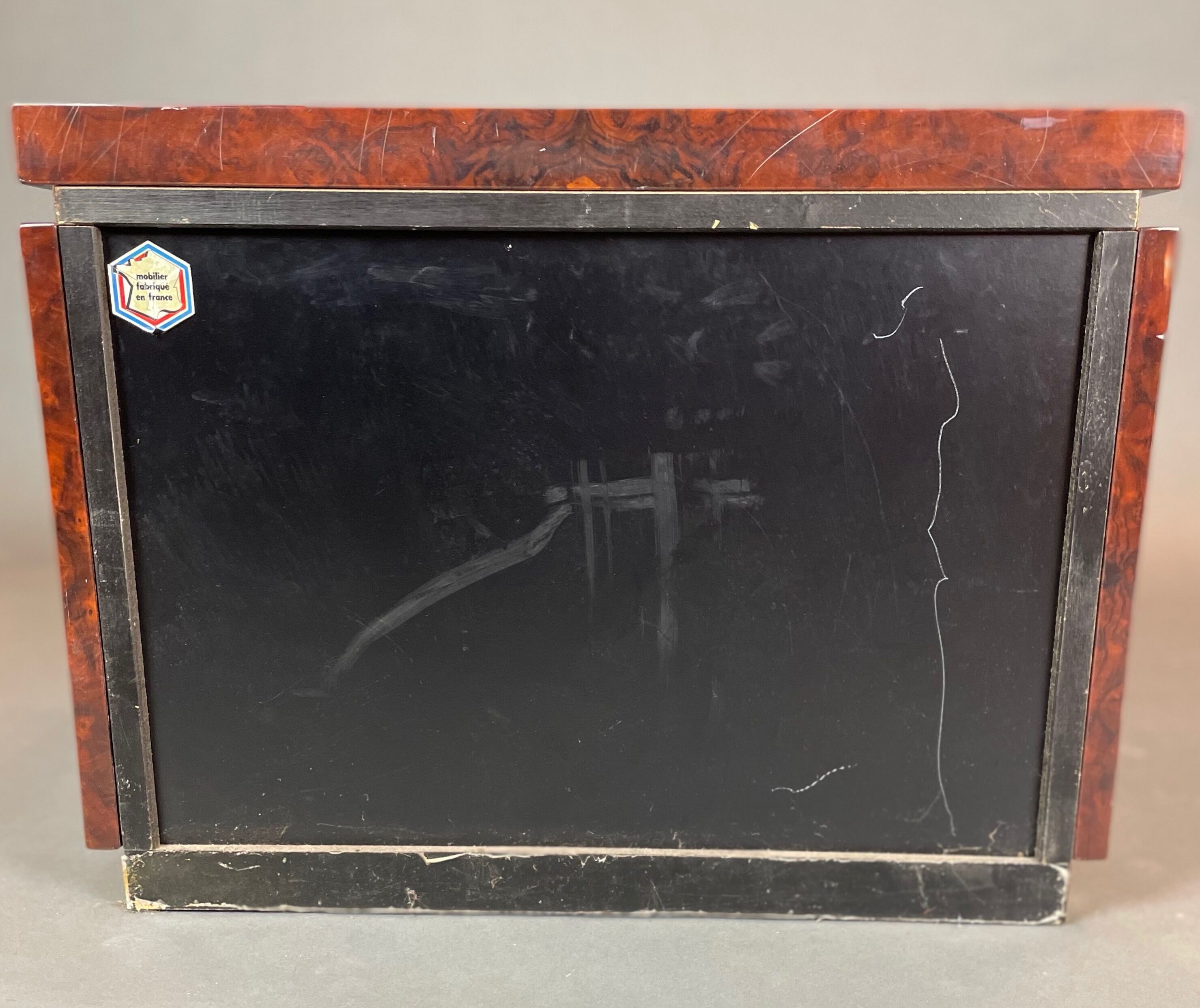 Bedside of Jean-Claude Mahey in elm magnifying glass and brass circa 1970