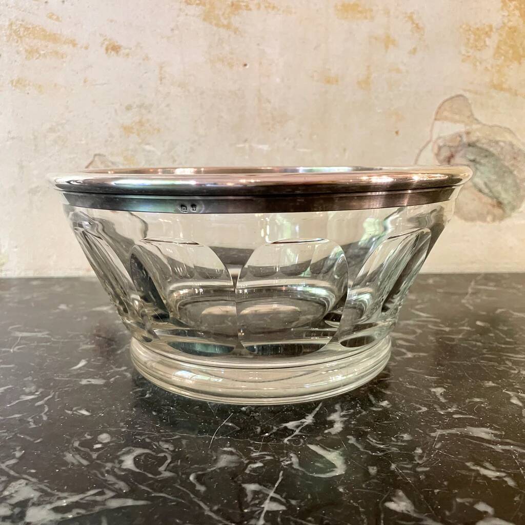Crystal and silver-plated metal bowl by Saglier Frères