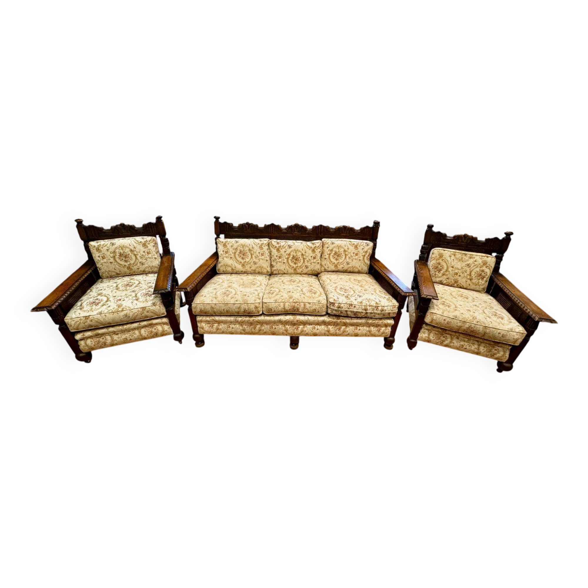 Salon style Jacobin 1910 - 3-seater sofa and 2 armchairs