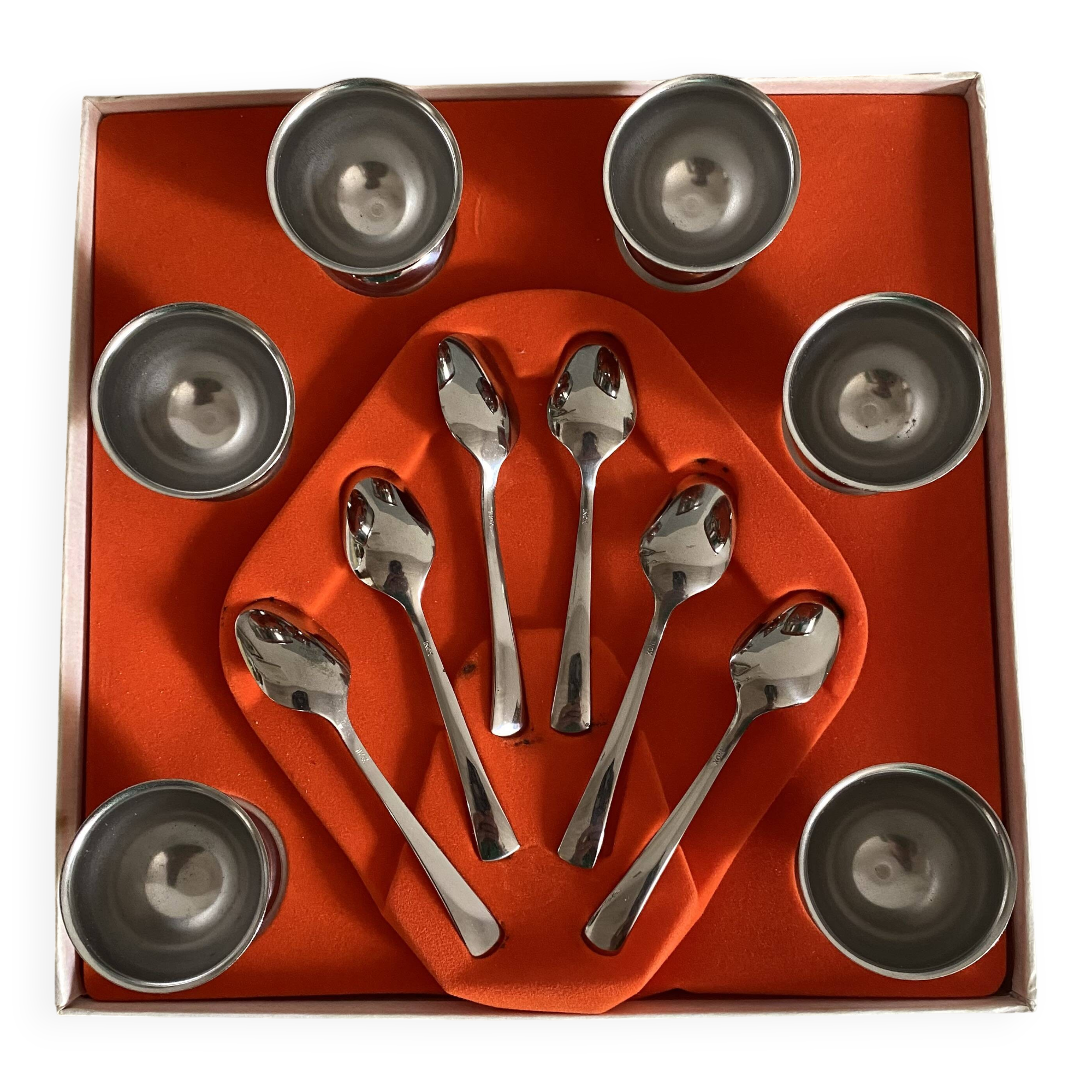 Set of stainless steel egg cups by Guy Degrenne
