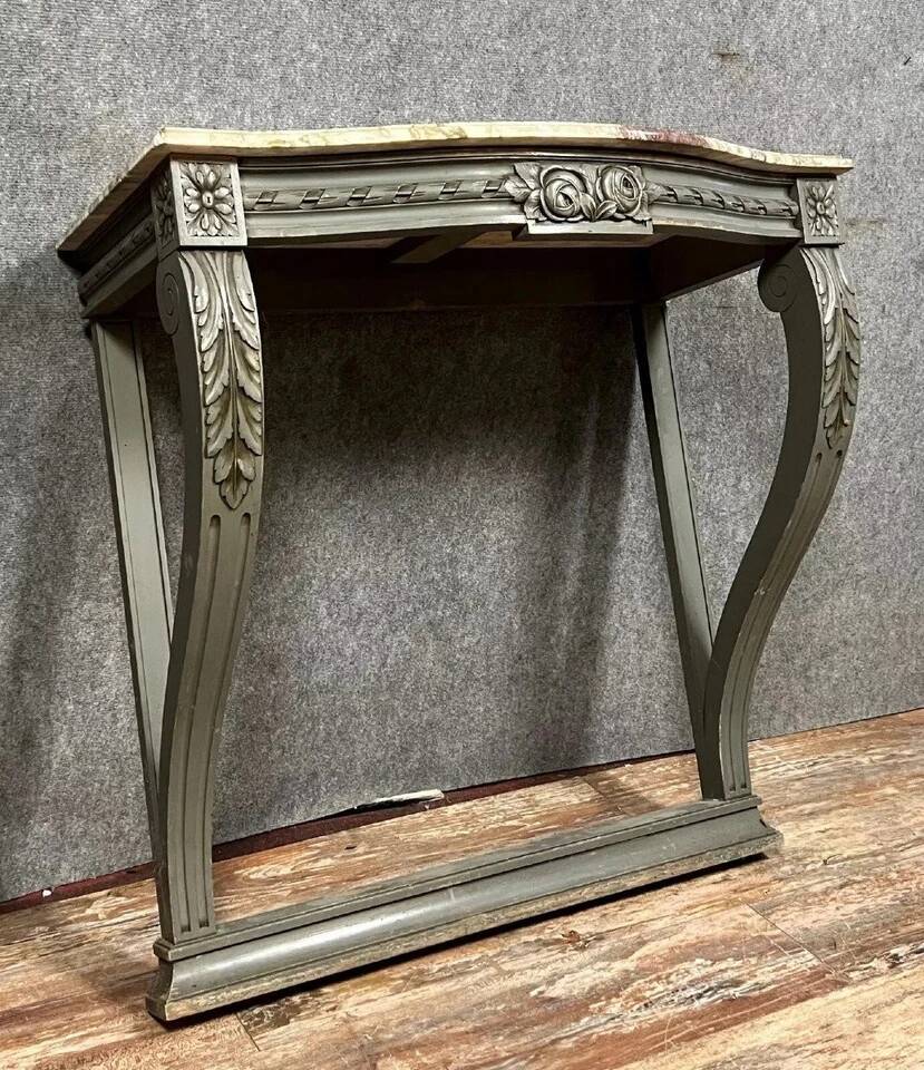 Curved console table from the Napoleon III period in lacquered wood circa 1880
