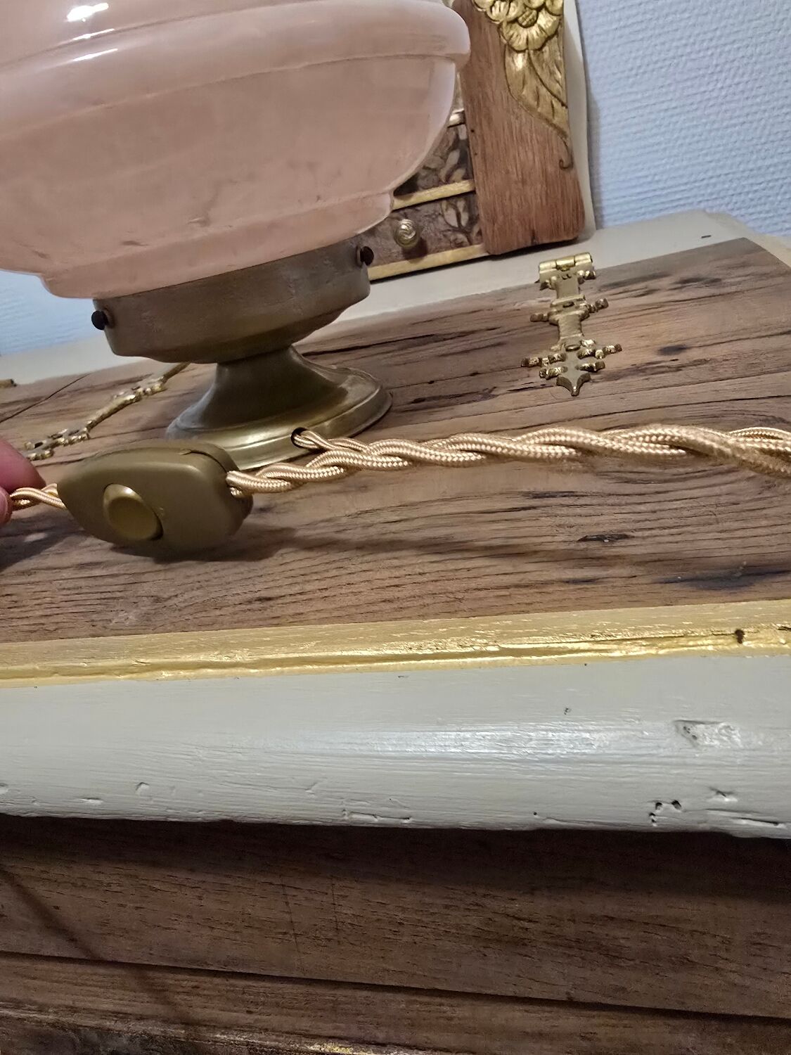 Clichy pink glass globe bowl converted into a table lamp.