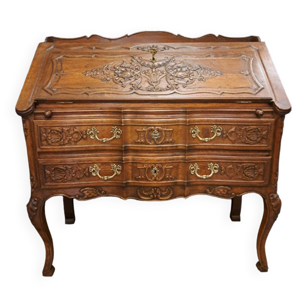Bureau de pente style Louis XV en chêne