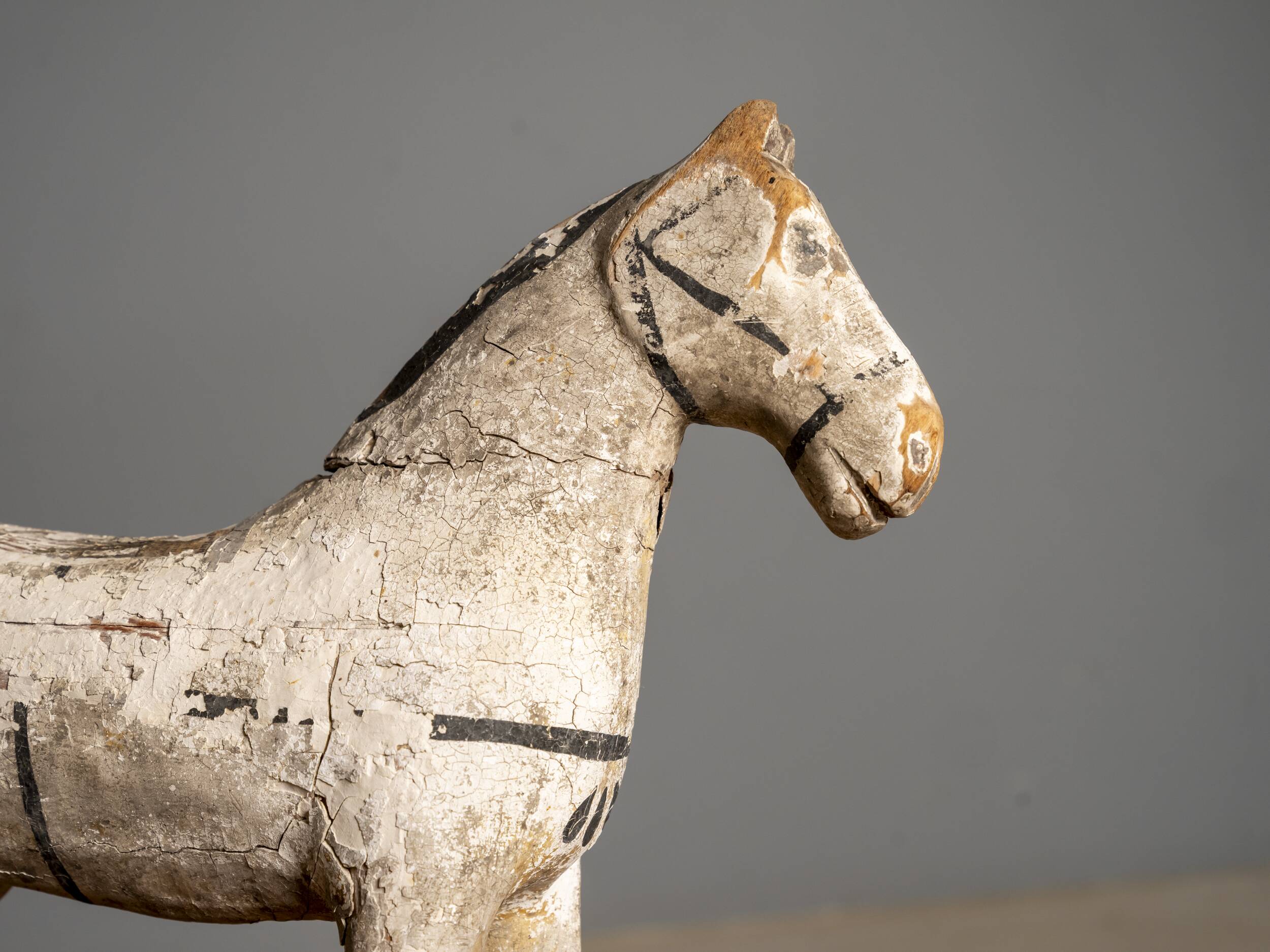 Antique Wooden Toy Horse on Wheels, Early 20th Century