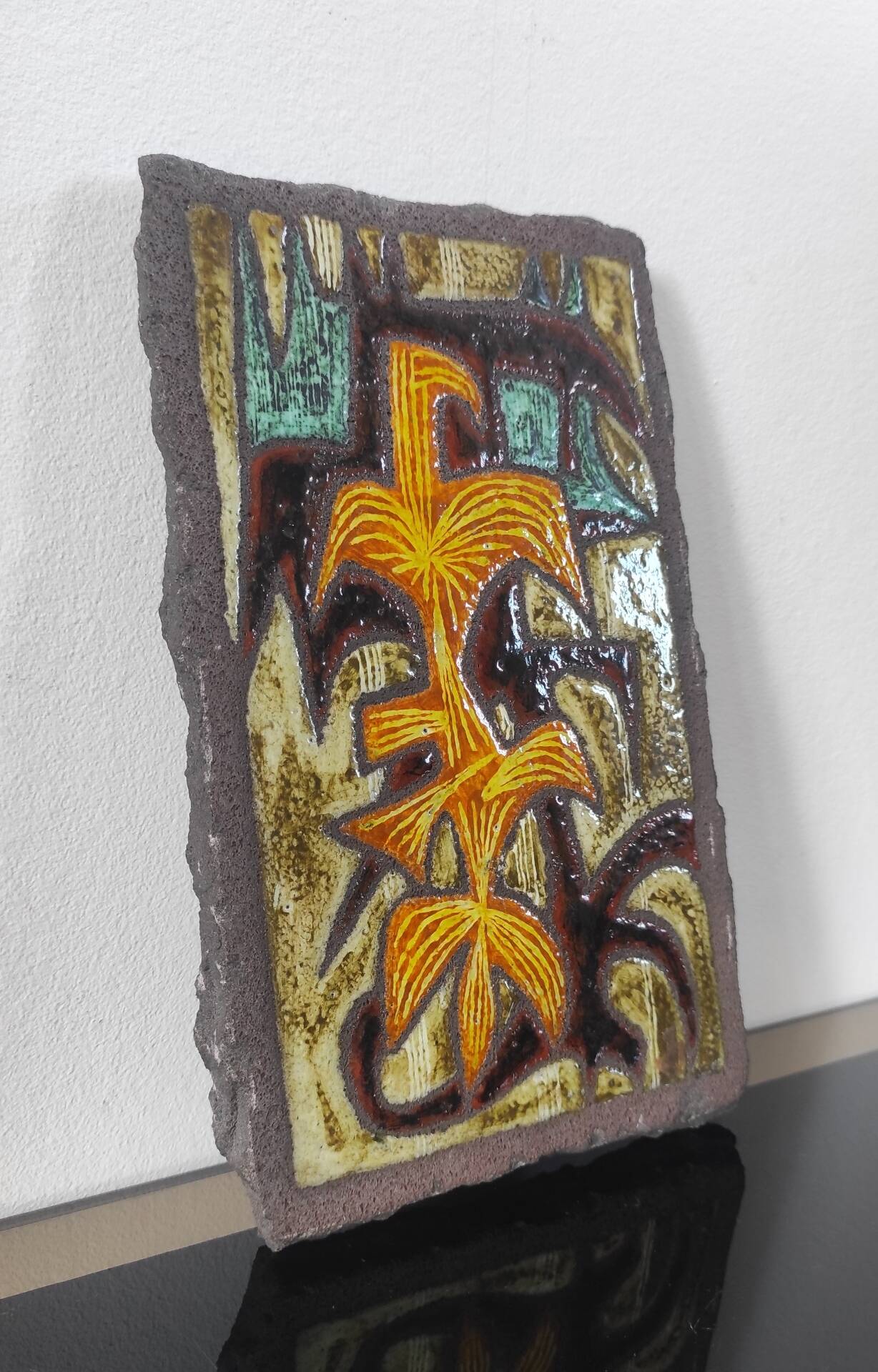 Plaque murale vintage en lave émaillée