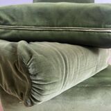 Chauffeuse basse vintage en velours vert