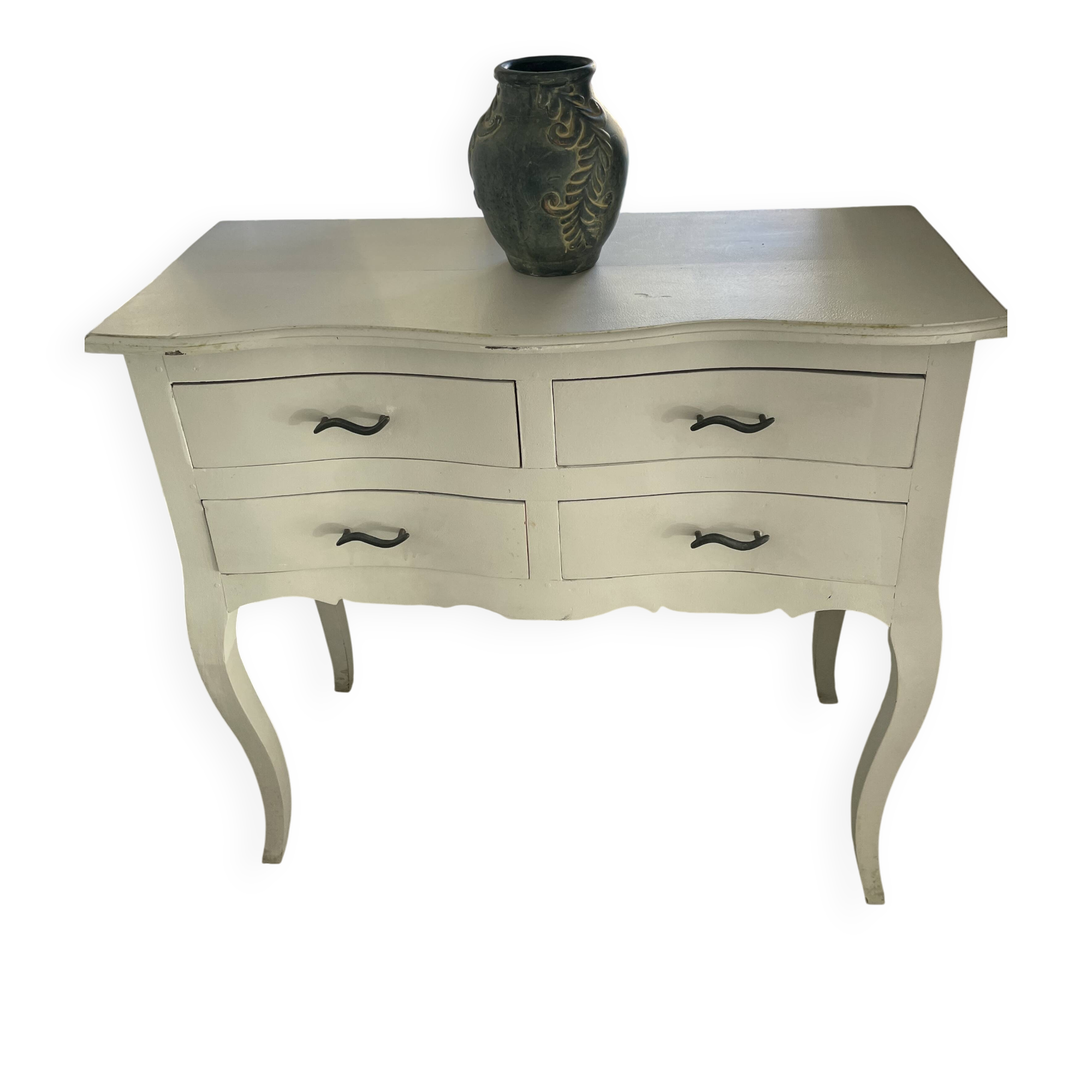 Chest of drawers in wood painted grey