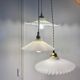 Suspension triple abat-jour vintage en opaline blanche