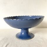 Signed blue stoneware fruit bowl
