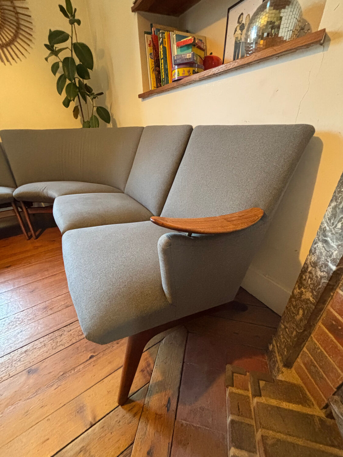 Vintage Scandinavian bench – Karl Sørlie & Sønner – restored, fabric