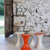 Dark orange Tam Tam stool by Henri Massonnet for Stamp, 1970