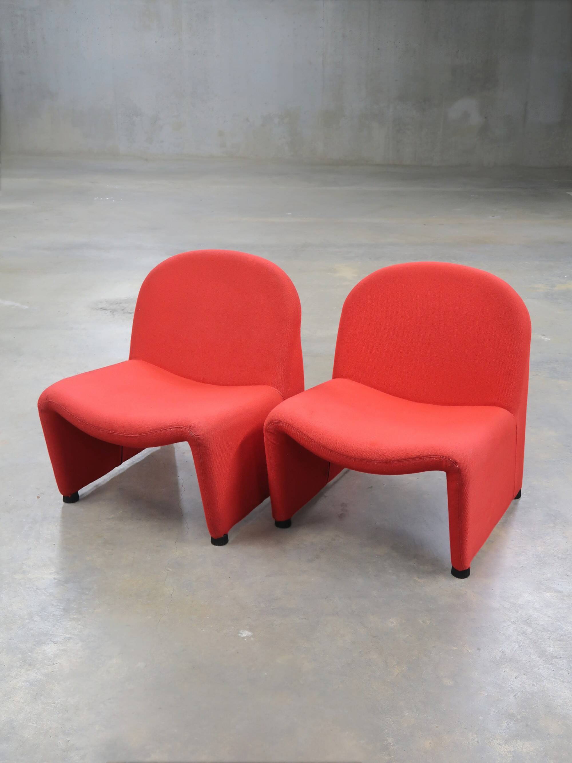 Pair of vintage red armchairs