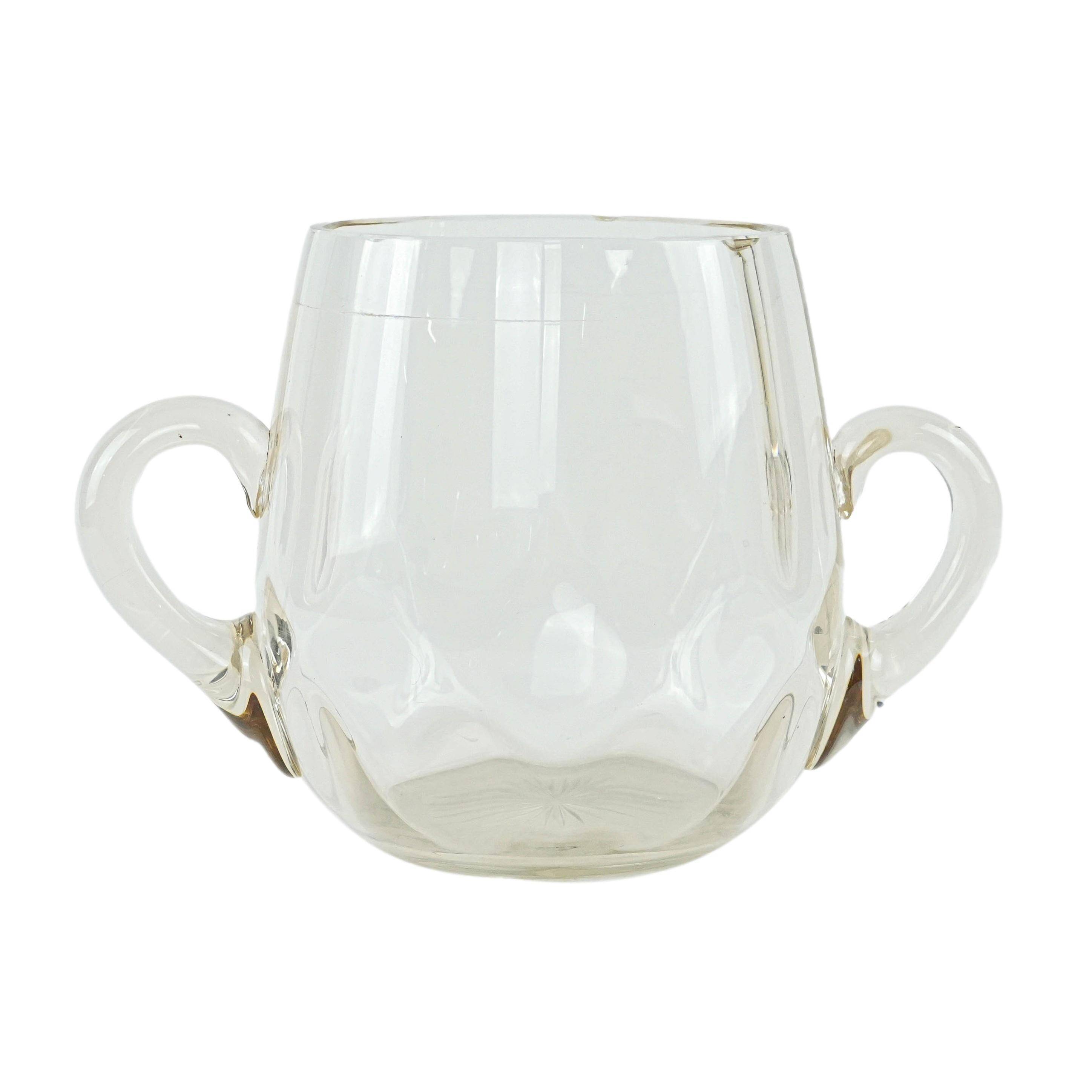 Glass ice bucket, Italian design, 1970s, made in Italy