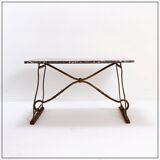 Wrought iron and marble coffee table