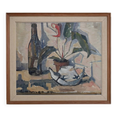 Sven-Olof Hamlet still life oil painting with plant | 1959