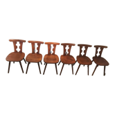 Set of 6 mid-century inn chairs feet compass and worked back