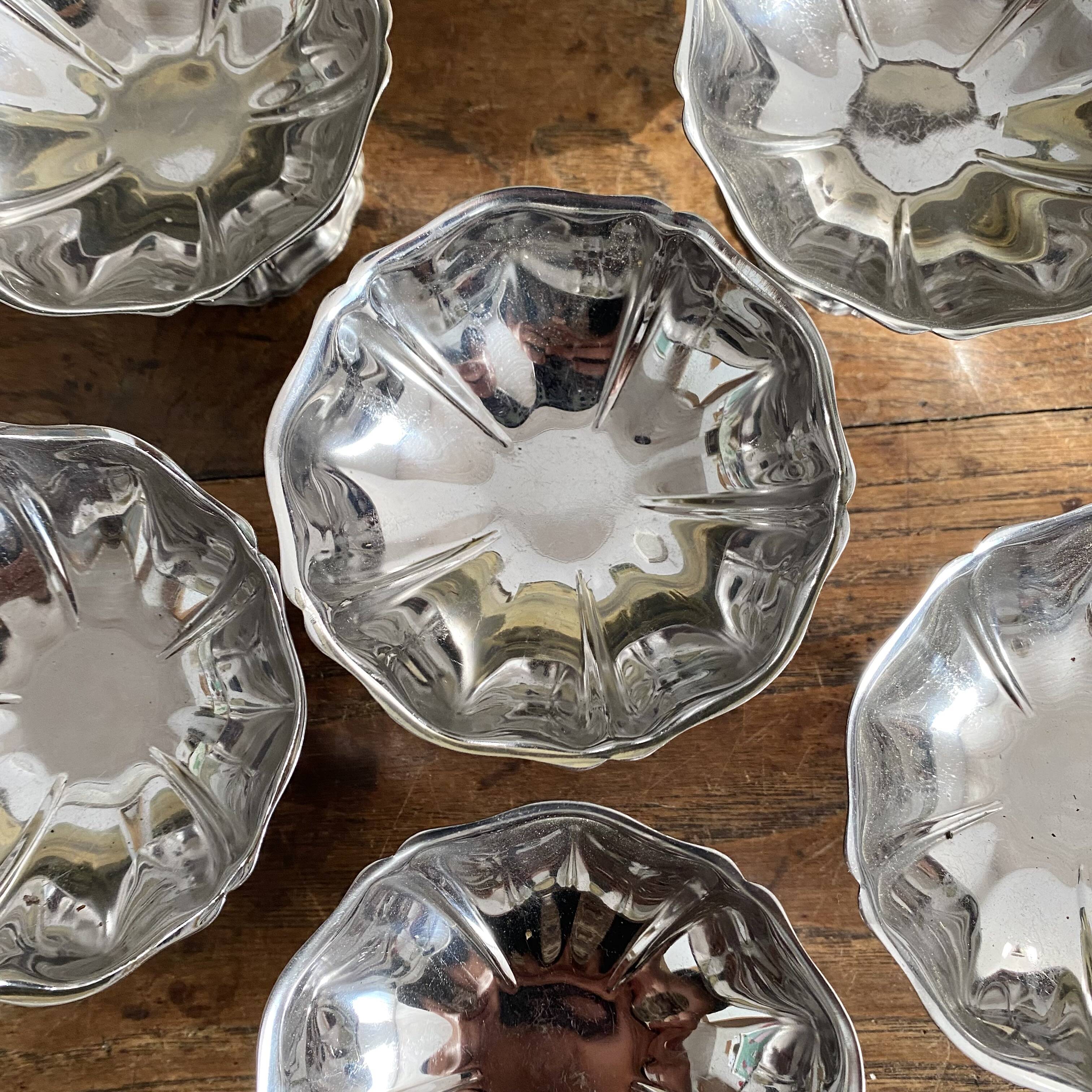 Vintage stainless steel stemmed bowls