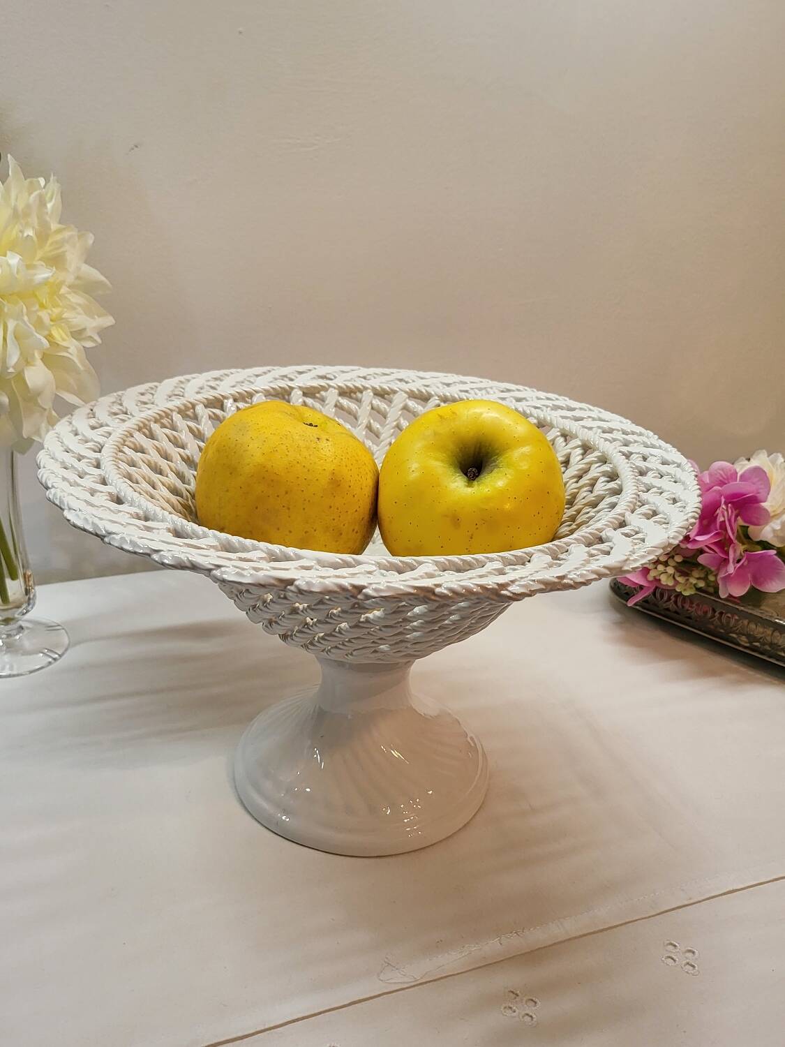 Coupe à Fruits Compotier en Céramique Tressée
