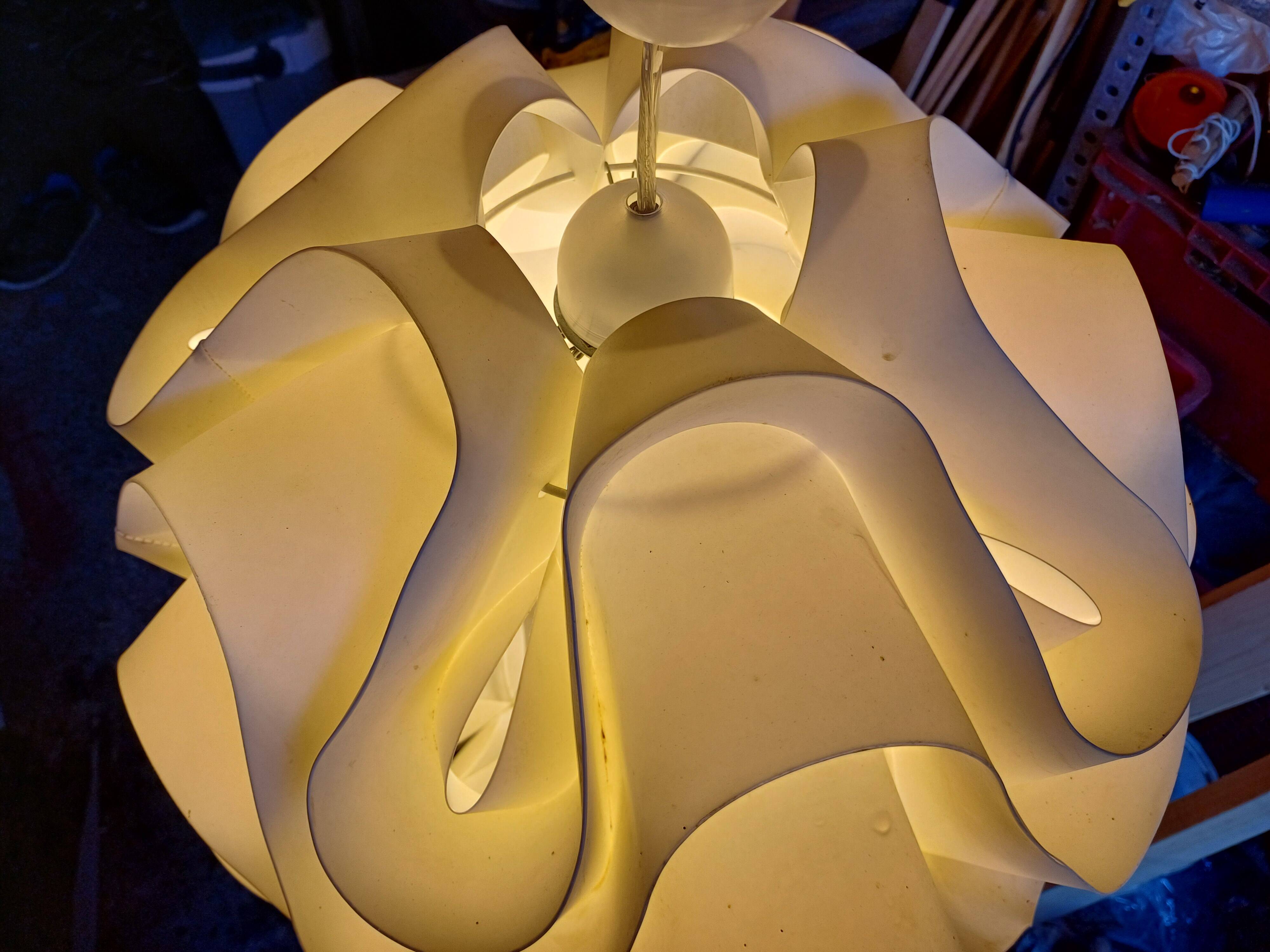 Vintage white plastic pendant lamp