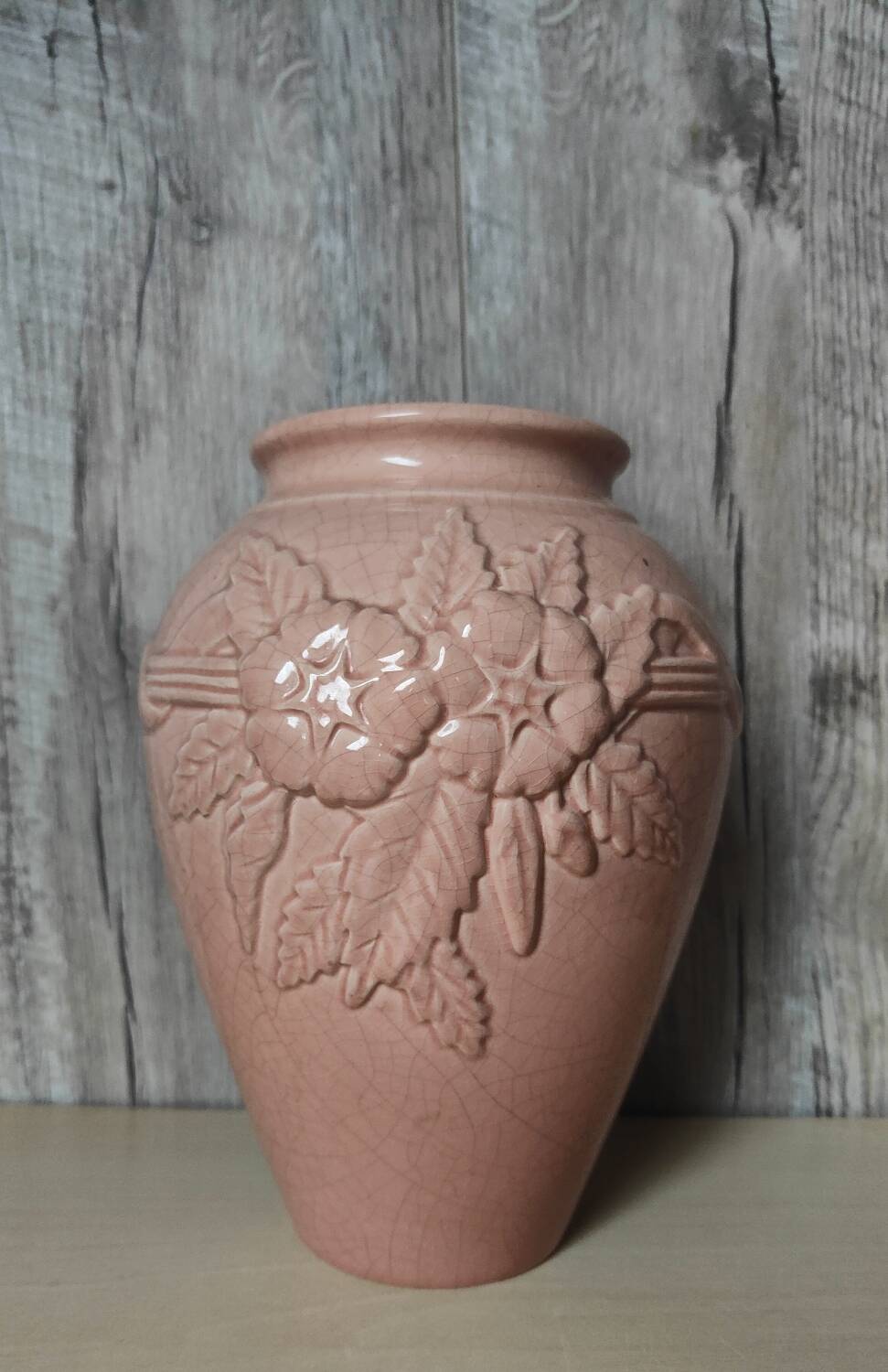 Vase craquelé rose