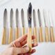 10 couteaux de table ou de déjeuner en acier inoxydable et Messina des années 70 Nouveau