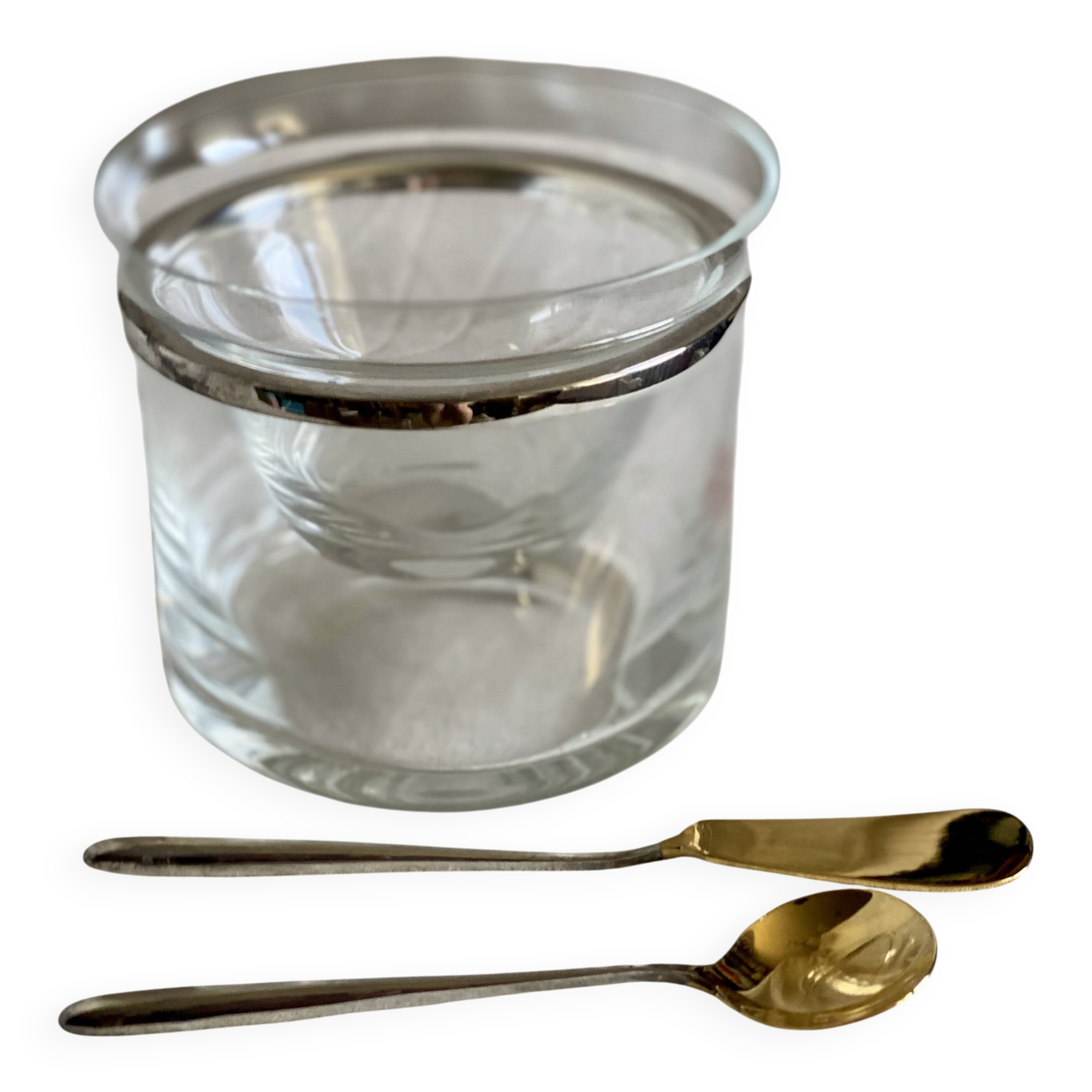 Caviar service in glass and silver-plated metal St Hilaire