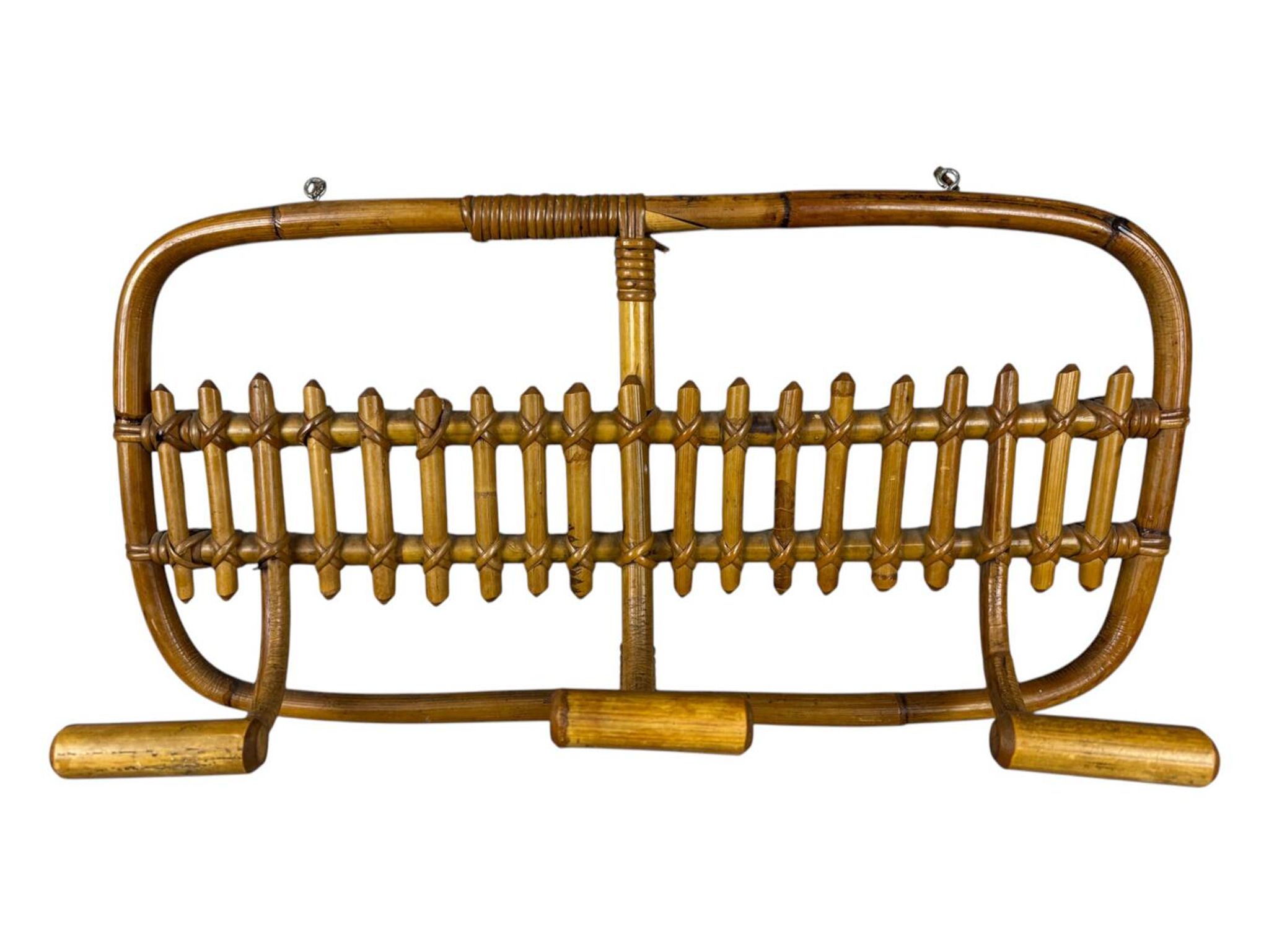 1960s Italian Rattan Coat Rack