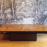 1970 coffee table in elm burl and lacquer