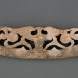 Polychrome carved wooden element decoration of winged animals XXth India