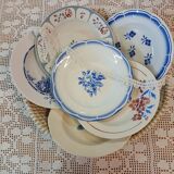 6 mismatched antique soup plates