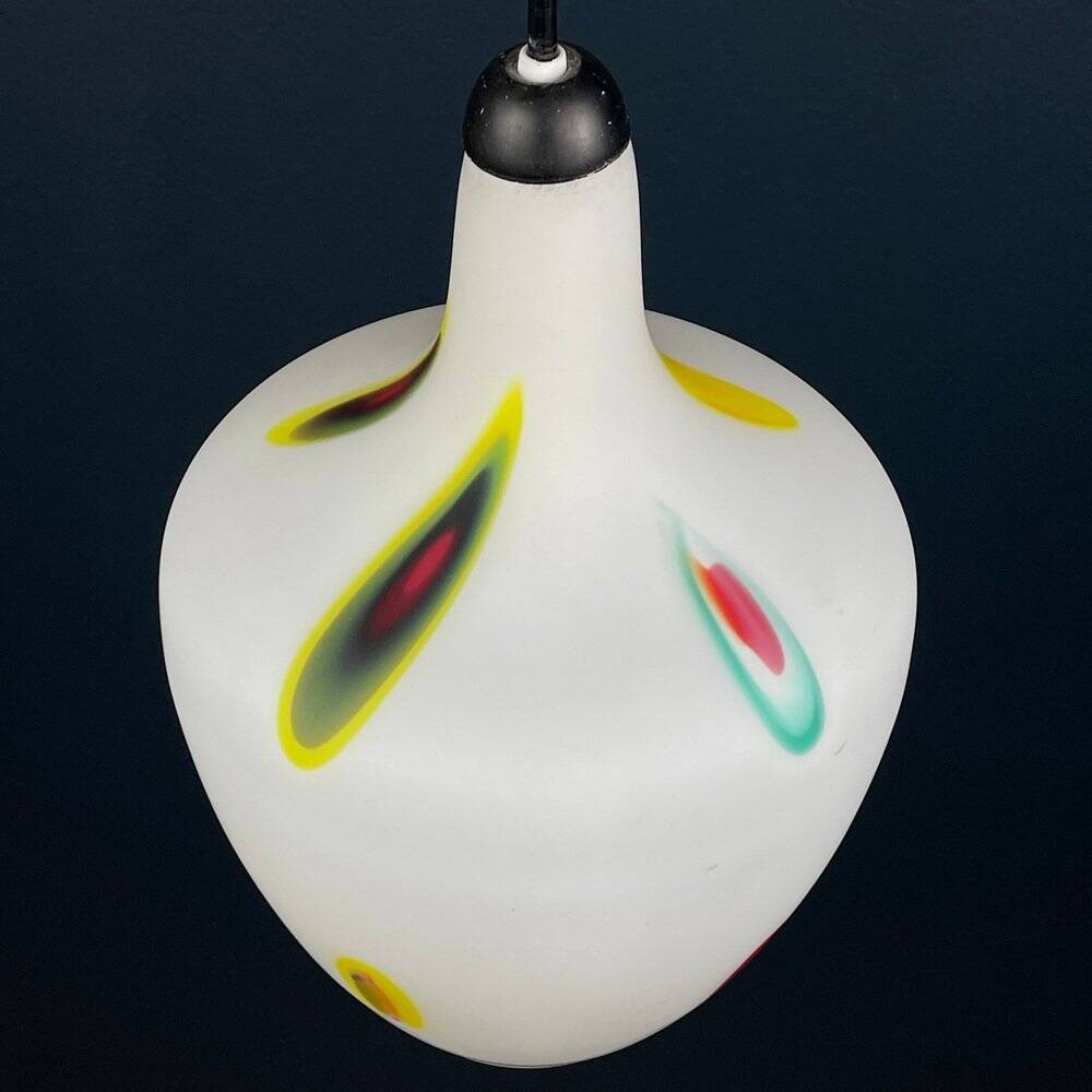 Multicoloured opaline glass pendant light from Murano by Stilnovo, Italy, 1950s.