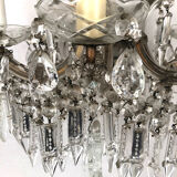 Chandelier with pendeloques tassels and glass pads