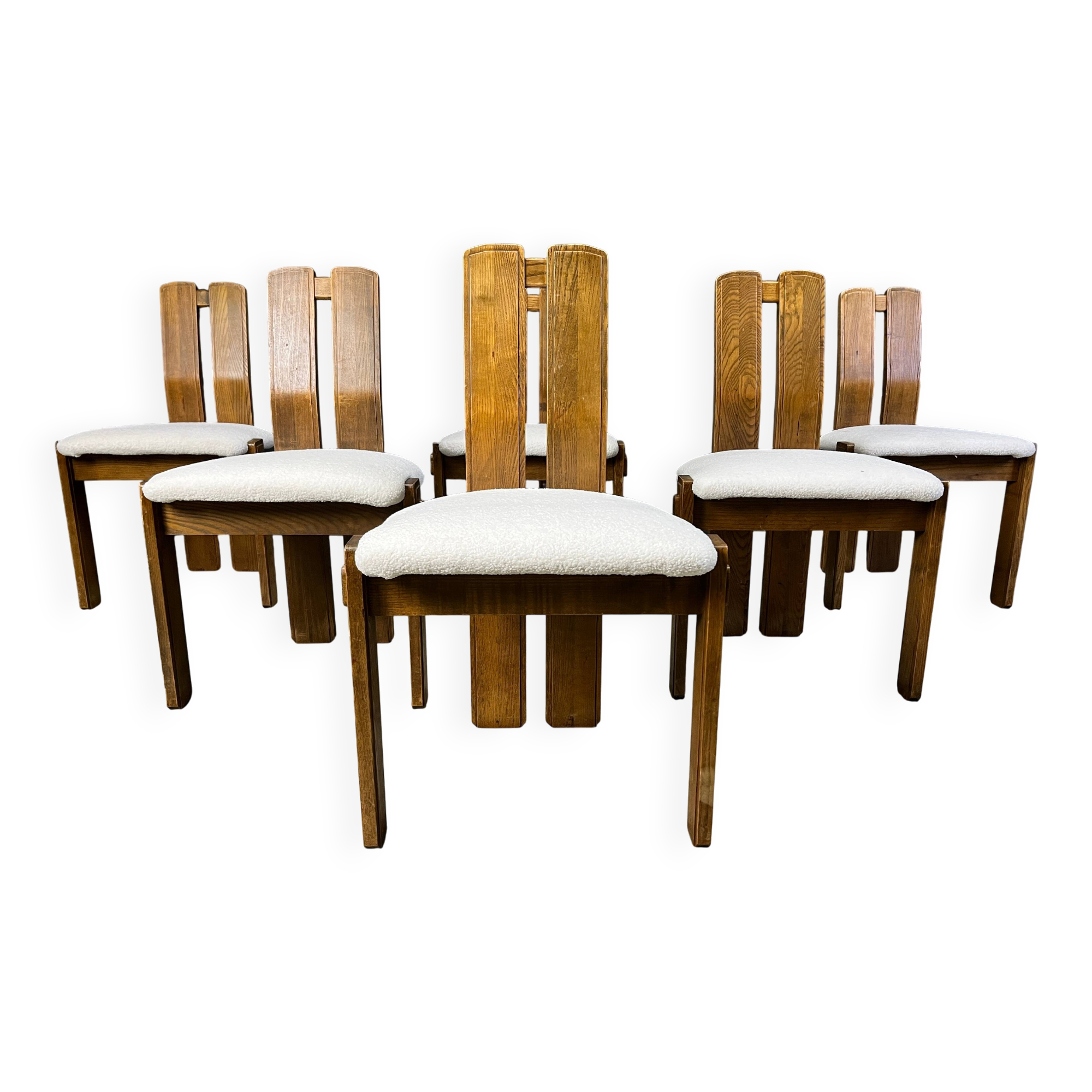 Set of 6 brutalist dining chairs, 1960s