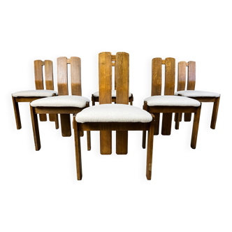 Set of 6 brutalist dining chairs, 1960s