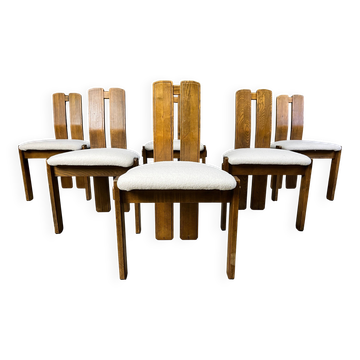 6 chaises de salle à manger brutalistes, années 1960