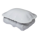 Vintage Limoges porcelain bonbonnière in white with rococo decoration.