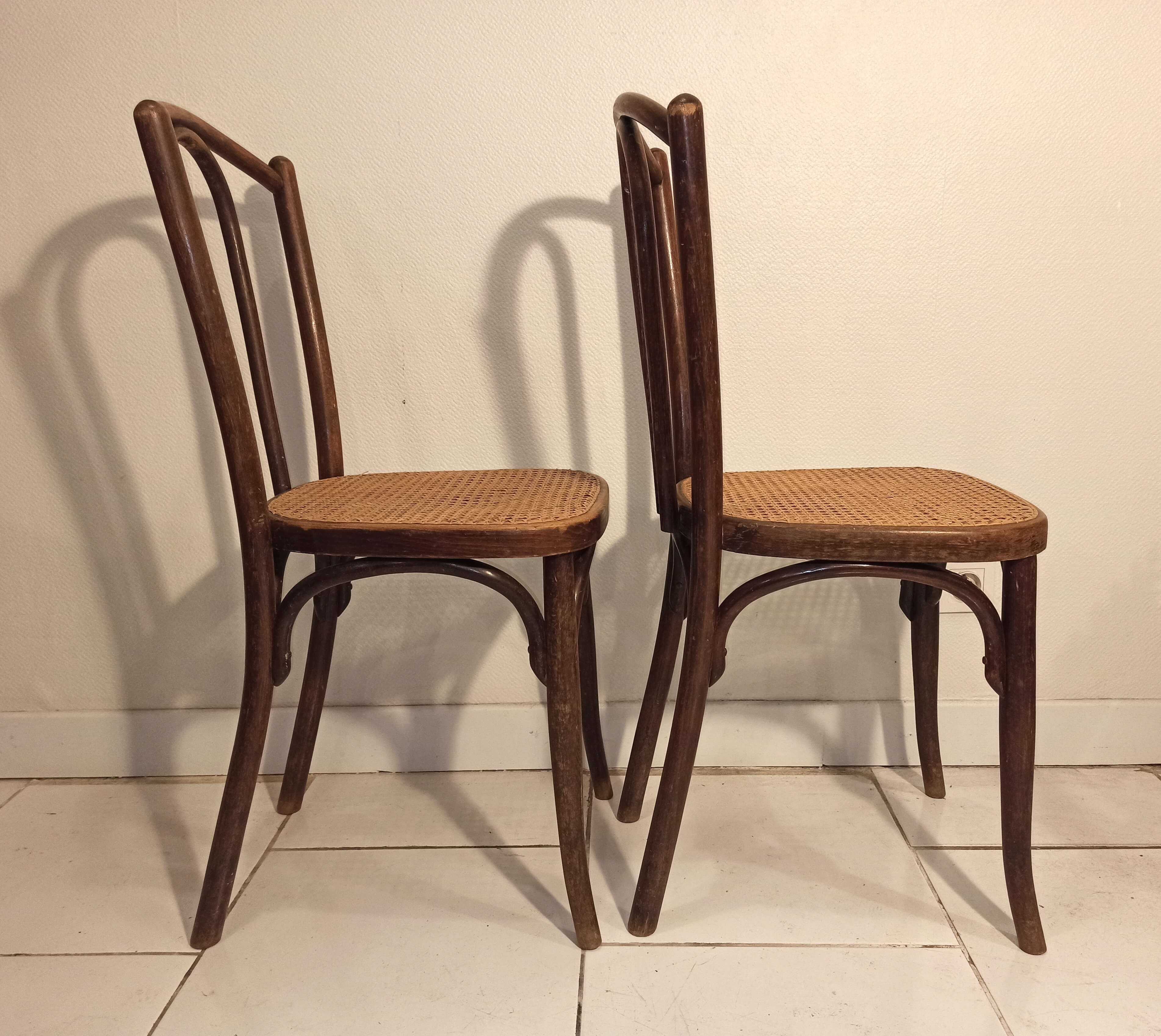 Set of 4 chairs bistrot 1900 by J and J Kohn model 462
