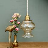 Vintage amber glass globe pendant light