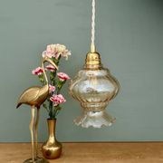 Vintage amber glass globe pendant light