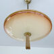 Vintage art deco pendant lamp, gradient glass, red beige, brass, 30 years
