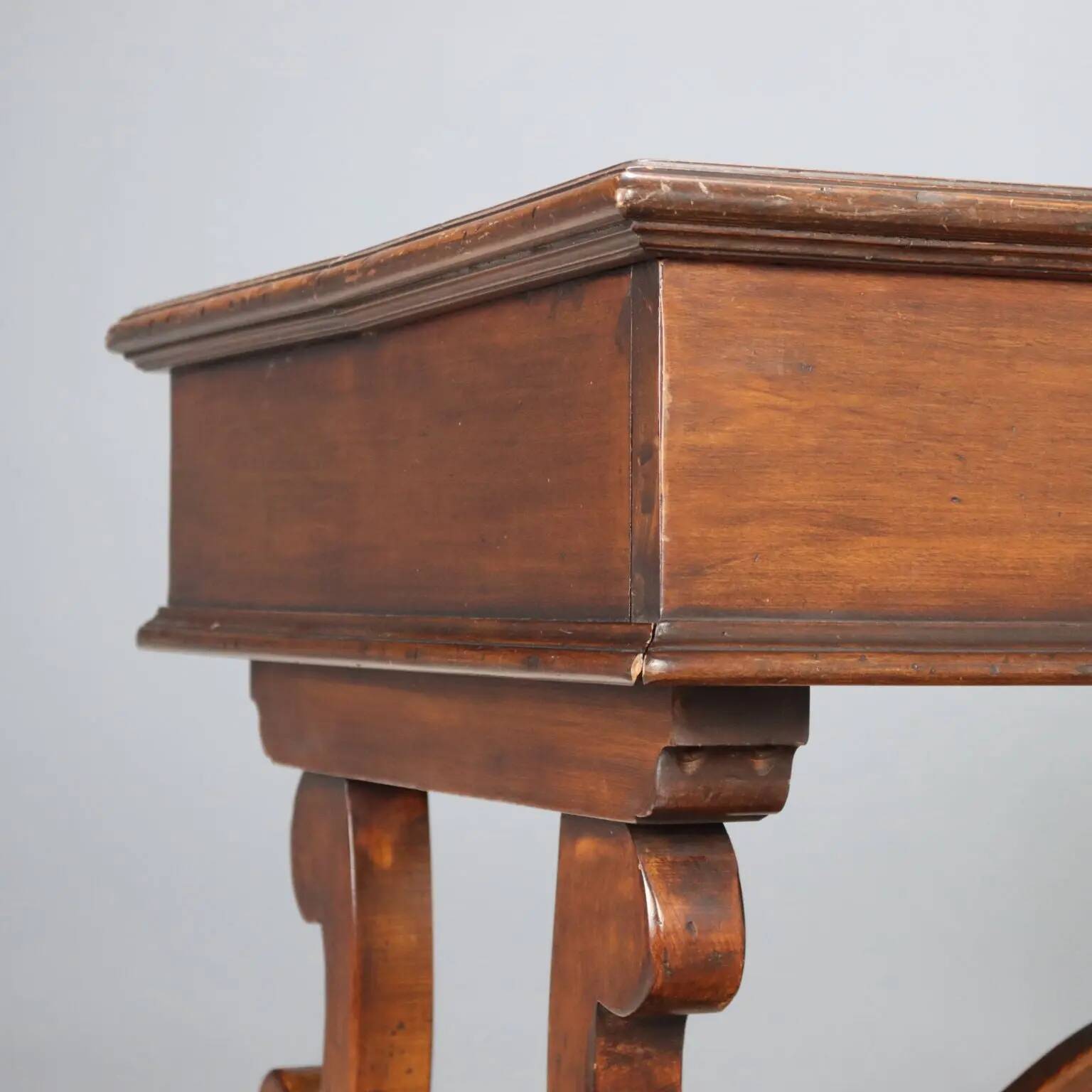 Antique Saint-Philippe desk in carved walnut, Italy, 20th century