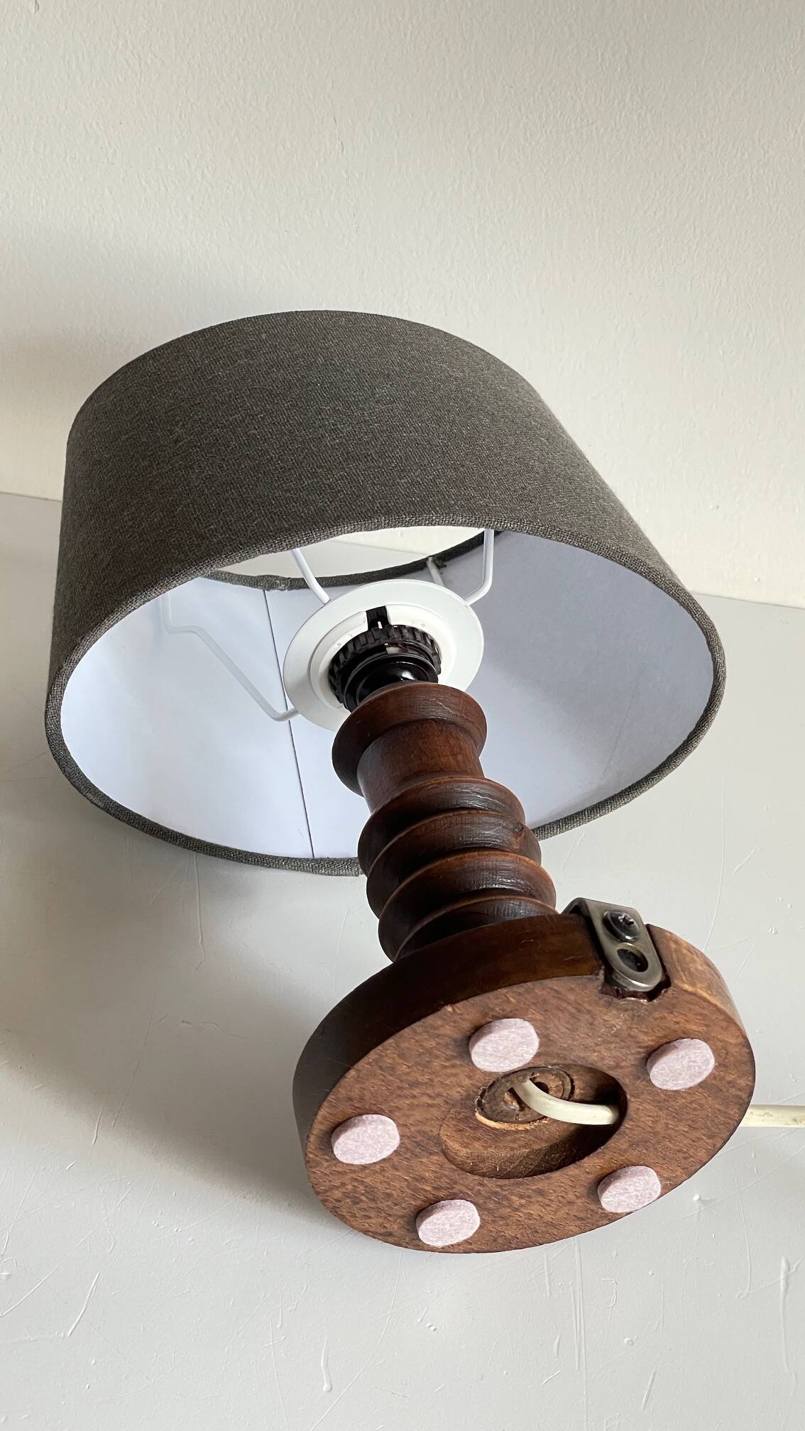 Vintage Charles Dudouyt Style Wooden Lamp