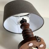 Vintage Charles Dudouyt Style Wooden Lamp