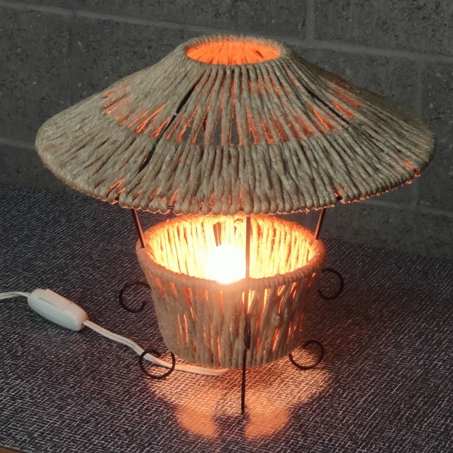 Metal and rope lamp 1960