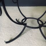 Rustic Oak and Wrought Iron Coffee Table, Belgium, 1950s