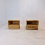 Bamboo and Rattan Pair of Bedside Tables Nightstands by Dal Vera, Italy 1970s